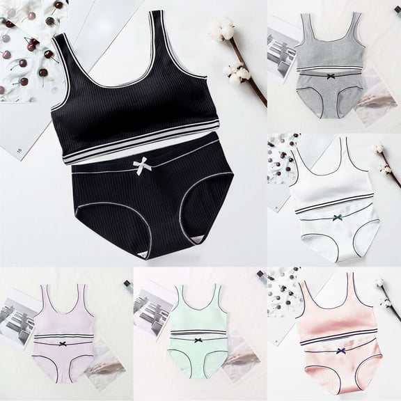 SHenli Girls Seamless Underwear Set - Training Bra and Matching Panties – Crop Cami Bralette and Briefs for 8-14 Age