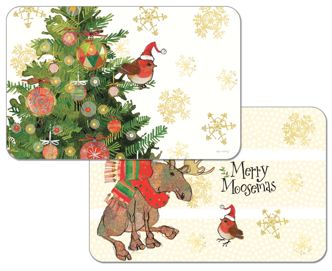 4 Step Into The Holidays Reversible Christmas Placemats Washable Plastic