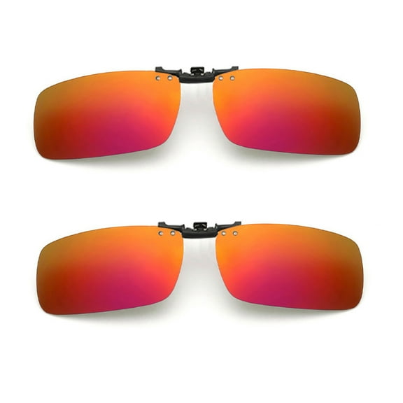 TOP-MAX Fashion Glasses Clip, Flip up Sunglasses Clip, Polarized Night Vision Sunglasses Clip, Anti-Glare (2pcs, Red)
