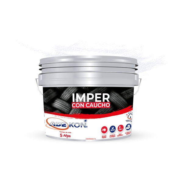 Impermeabilizante con Caucho 4L Color Blanco Adekon Duración 5 años