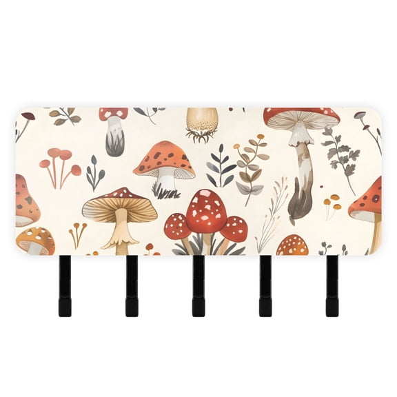 Mushroom Or Leaves Mail Holder Organizer Wall Mount with Shelf Key Holder Key Rack with 5 Key Hooks for Wall Decorative