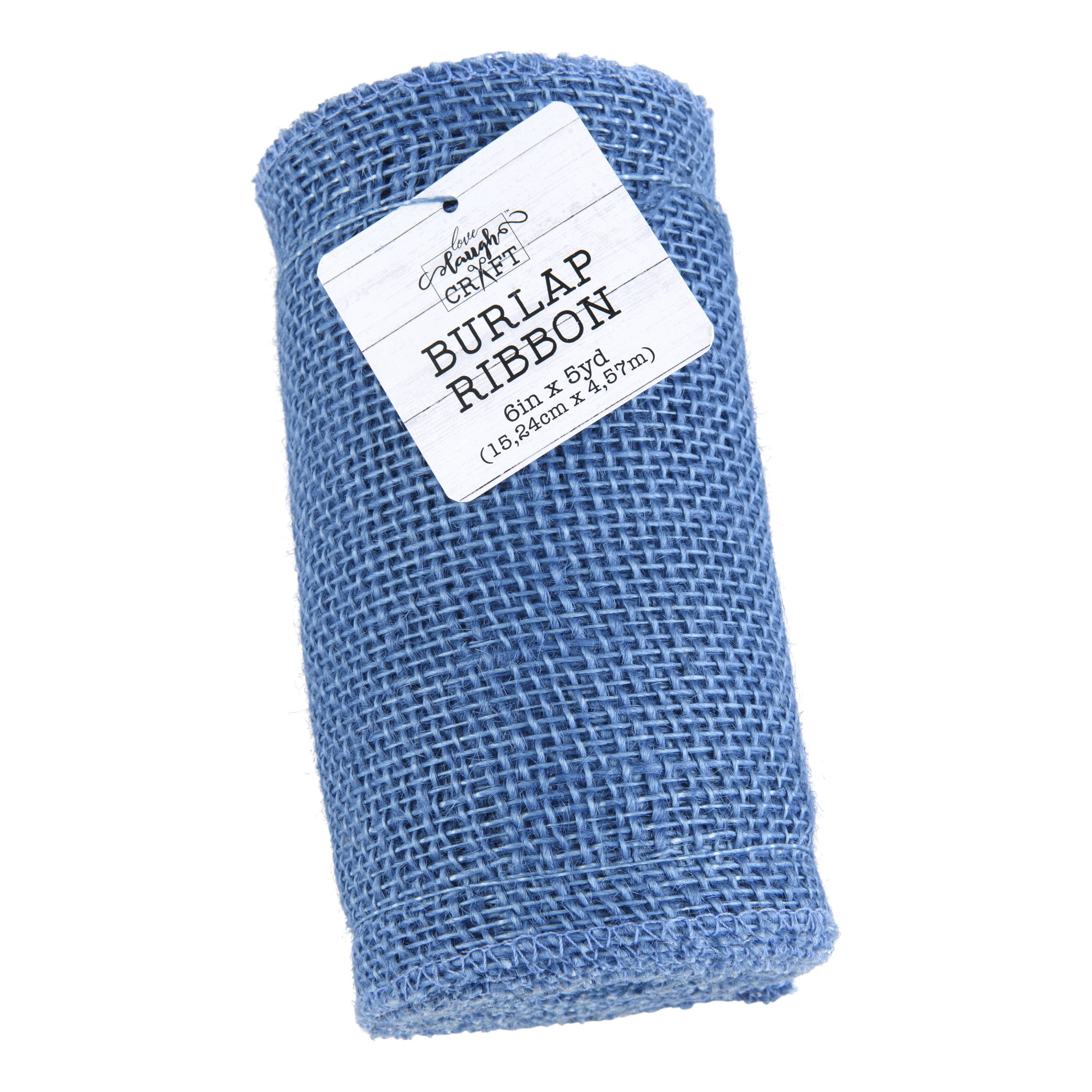Love, Laugh, Craft Jute Burlap Roll Precut, Finished Edges, 6"W x 5-Yards, 740-23, Tranquil Blue
