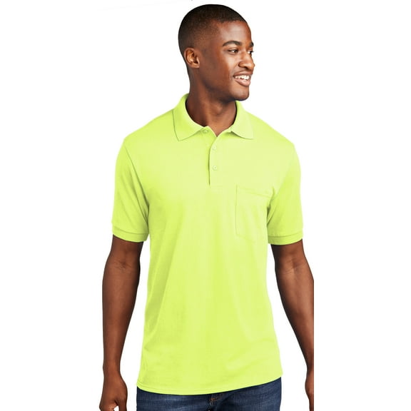 Men's High-Visibility Polo Shirt with Pocket, 5XL Safety Green