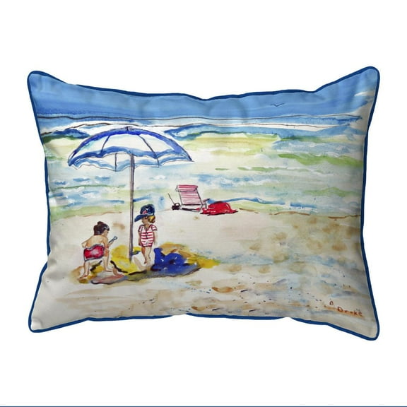 Betsy Drake Interiors Playing On The Beach Extra Large Zippered Pillow 20x24