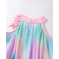 thumbnail image 5 of Kucnuzki 7 Years Big Girls Dress 8 Years Big Girls Summer Clothes Sleeveless Off-the-shoulder Dress Color Gradient Bow Dress One-piece Overalls Clothing Multicolor 7-8 Years, 5 of 8