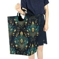 thumbnail image 4 of Yayeee Freestanding Laundry Hamper with Handle Collapsible Large Storage Basket for Clothes, Gold Peacock Pattern, 4 of 7