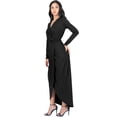 thumbnail image 4 of KOH KOH Long Sleeve Full Floor Length V-Neck Sexy Wrap Empire Waist Formal Dressy Winter Fall Cocktail Wedding Guest Party Tall Gown Maxi Dress For Women Black XX-Large US 18-20 NT292, 4 of 7