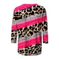 thumbnail image 4 of Pompotops T-shirt Mode Femme Imprimé Léopard Ample Manches 3/4 Col Rond Haut Décontracté Liquidation, 4 of 5