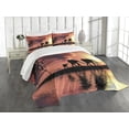 thumbnail image 3 of Ambesonne Africa Quilted Bedspread Set 3 Pcs, Wild Animals Silhouette View, Queen Size, Dark Coral Seal Brown, 3 of 5