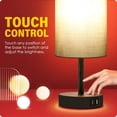 thumbnail image 4 of Bedside Lamp with USB Port - Touch Control Table Lamp for Bedroom 3 Way Dimmable Nightstand Lamp with Round Grey Fabric Shade for Living Room, Dorm, Home Office (LED Bulb Included), 4 of 6
