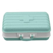 Mini Medicine Box 6 Compartments Luggage Design Tight Sealing Plastic Medicine Container for Pocket Travel Green