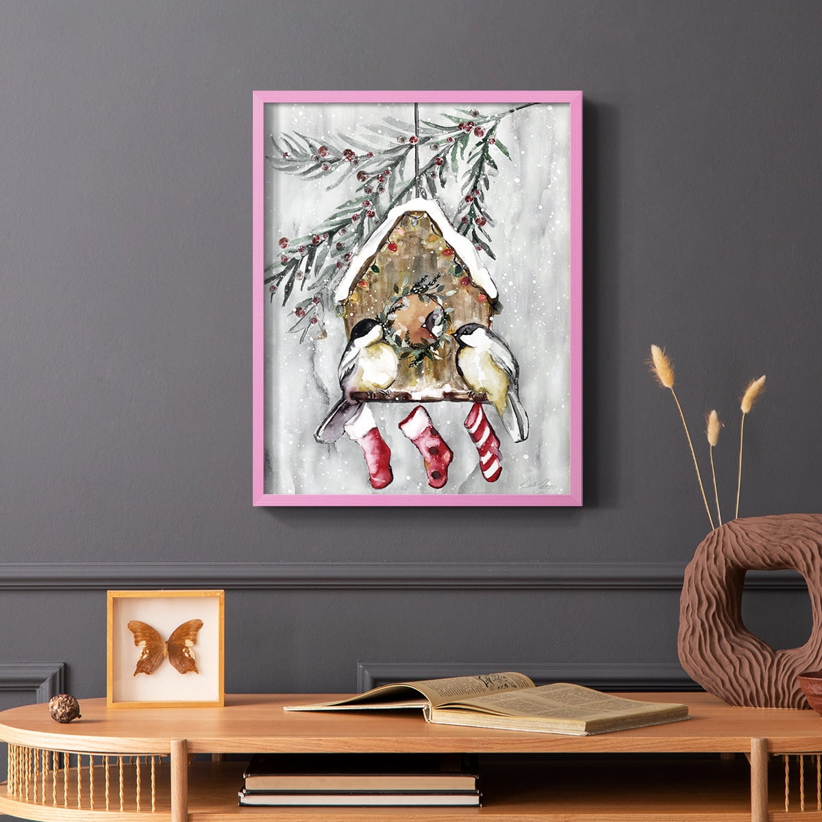 Winter Birds Framed Print - Solid Wood in Single Picture Frame Solid Wood 2 Framed Print