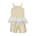 thumbnail image 2 of Stamzod Toddler Girl Outfits Casual Lace Camisole Tops + Ribbed Shorts Set Girls Summer Clothes Yellow 3 Years, 2 of 6