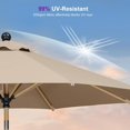 thumbnail image 4 of PURPLE LEAF 6' x 9' Patio Umbrella with Base Market Umbrella Rectangular Outdoor Umbrella with Push Button Tilt & Crank and 8 Ribs Aluminum Table Umbrella for Pool Backyard Beach, Taupe, 4 of 7