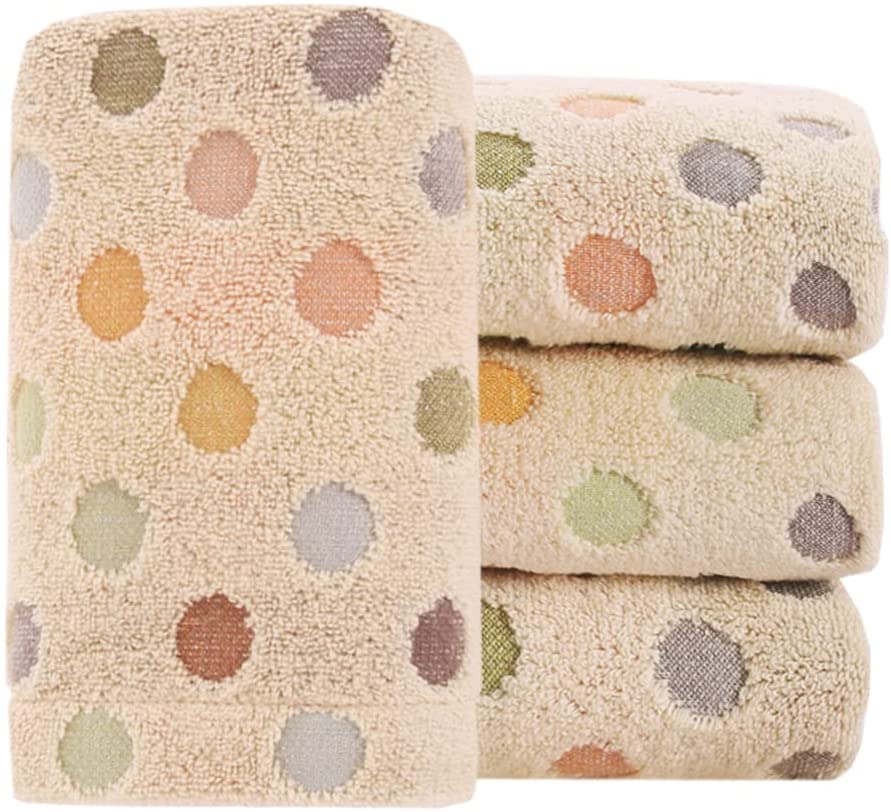 100 Cotton Hand Towels Colorful Polka Dot Pattern Soft Absorbent