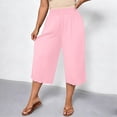 thumbnail image 2 of Maean Womens Plus Size Pants Elastic High Waist Wide Leg Baggy Solid Color Lounge Capri Pant L-5XL, 2 of 7