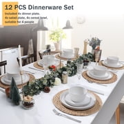 Onader Dinnerware Sets for 6, 18 Piece Plates and Bowls Dish Set, Kitchen Dinner Ware Dining Dishware, Microwave & Dishwasher Safe - Speckled White