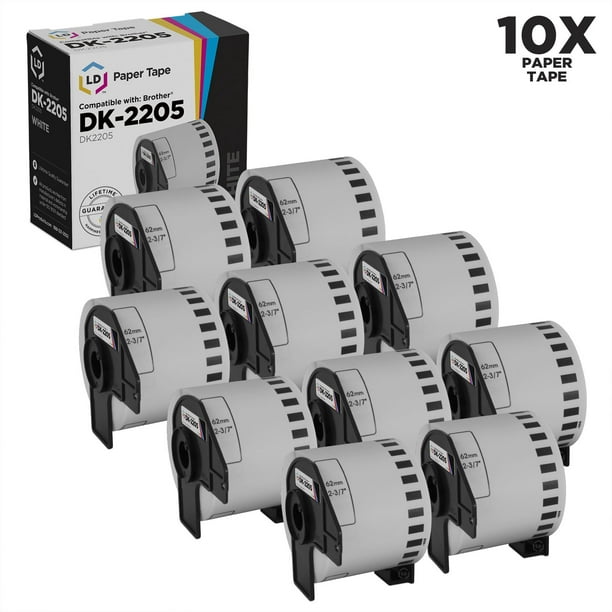 LD Compatible Brother DK2205 10 Rolls of White Label Tape Walmart