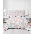 thumbnail image 2 of Quilts Twin Size Bedding Set, Red Aqua Coastal Lightweight Quilted Comforter, Sea Turtle Nautical Coral Summer Beach Soft Reversible Bedspread Coverlet with Pillow Covers for All Season, 68" x 86", 2 of 7