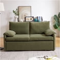 thumbnail image 3 of Green Corduroy Convertible Sofa Bed, 3-in-1 Pull Out Sleeper Sofa with Storage Pockets and Pillows for Living Room, Apartment, Office, 3 of 10