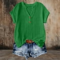 thumbnail image 4 of AKOEE Short Sleeve Tops for Women Button V Neck Plain Tshirts Casual T-Shirts Summer Basic TeeS (M, Green), 4 of 8