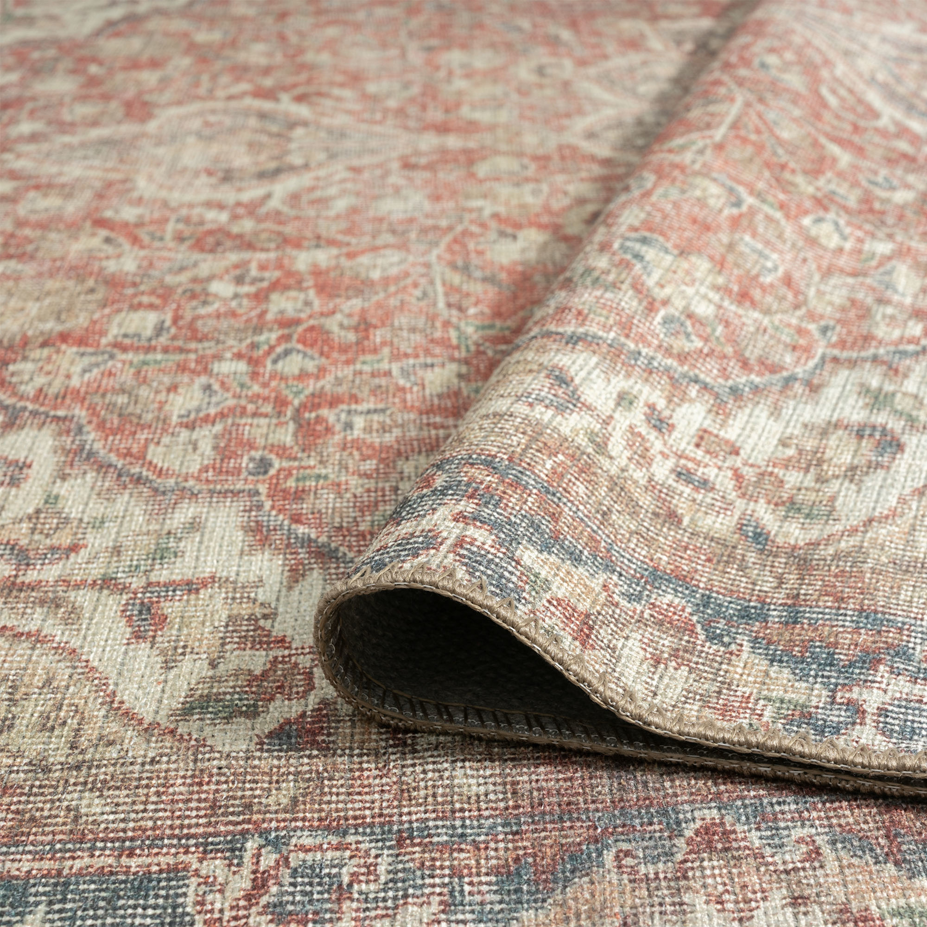 Traditional 8x10 Area Rug (7'11'' x 10'3'') Oriental Rust, Beige Living Room Easy to Clean Machine Washable