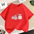 thumbnail image 3 of Camiseta de algodón con estampado de sonrisas para niñas, camisetas informales de verano de manga corta con cuello redondo para niños, camisetas para bebés, ropa para niños, 3 of 5