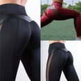 thumbnail image 2 of moda femeninas elásticas malla y cuero retazos altos Waist Tummy Control deportivo Yoga correr Pants GYM Leggings Fitnesspangjing, 2 of 4
