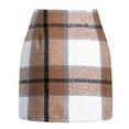 thumbnail image 3 of JGNGSHN Women's Pencil Wool Plaid Skirt Fashion Bodycon High Waist Mini Skirts, 3 of 5
