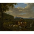 thumbnail image 3 of Johan le Ducq 17x15 Black Modern Framed Museum Art Print Titled - Shepherds with Cows, Sheep and Goats, 3 of 5