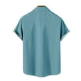 thumbnail image 5 of Male Summer Casual Loose Print Shirt Turn Down Short Sleeve Blue M, 5 of 5