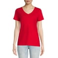 thumbnail image 2 of Time and Tru Women's Short Sleeve V-Neck Tee, 2-Pack, 2 of 5