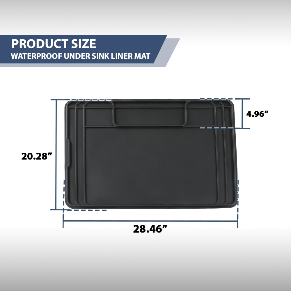 Under Sink Mat 28” x 19” Inches, Durable & Waterproof Kitchen Sink Liner, Non-Slip Pad for Bathroom & Cabinet Protection, Easy to Clean