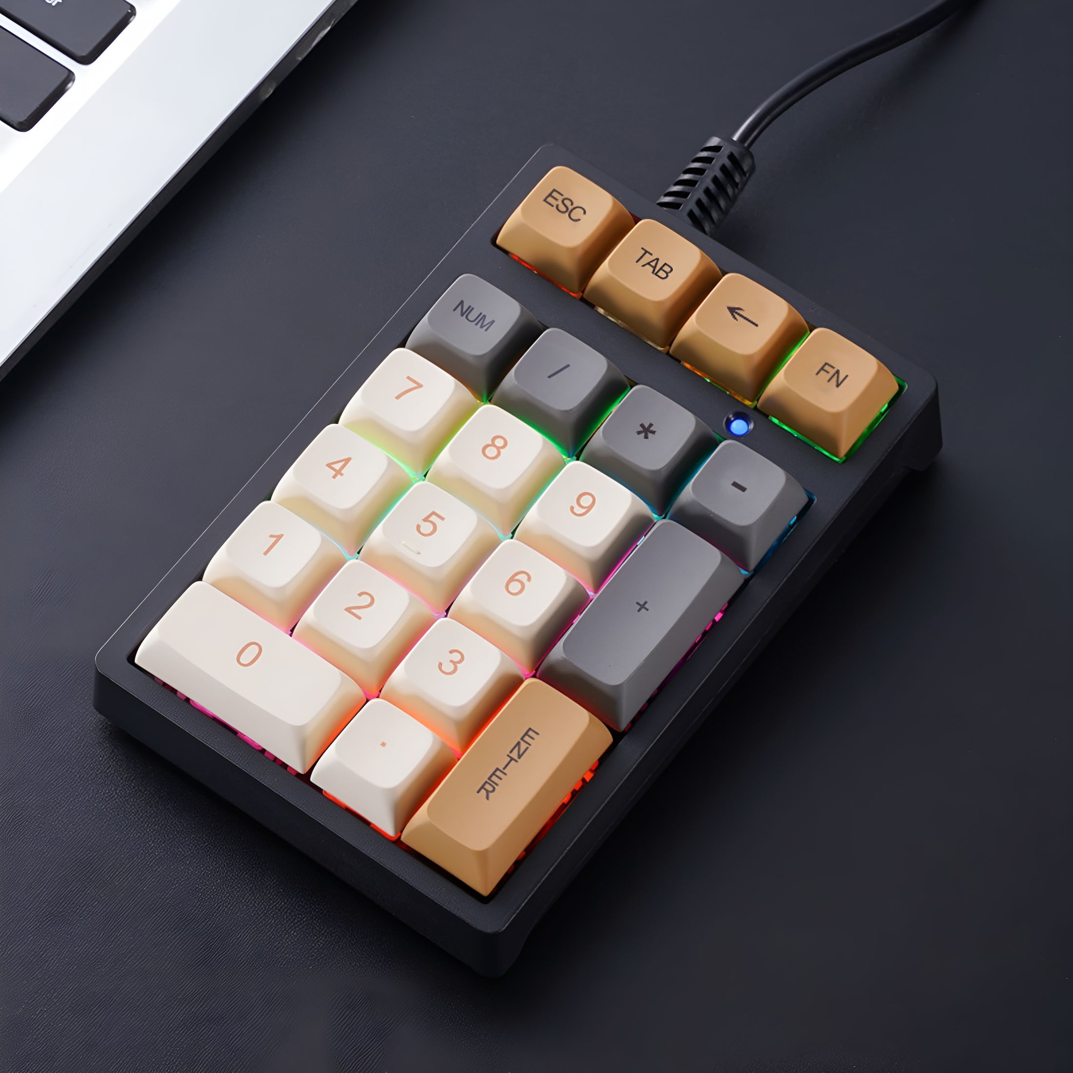 GJX 2026 New Usb Wired External Numeric Keyboard-21-Key Mechanical Pad with Colorful Backlight Creamy Keyboard with Number Pad,For Office Use,Gaming,Data Entry,Home Office Setup