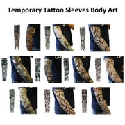 VEGCOO 24 PCS Fake Temporary Tattoo Sleeves Arm Sleeves for Party Body Art and Printed Sports Outdoor Cycling Activities UV Protection for Men Women