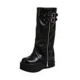 thumbnail image 2 of pwidon Women 's Knee High Boots Tall Platform Round Toe Boots, Slouchy Faux Leather, Side Zip, Chunky Thick Sole Fashion Boots 37, 2 of 4