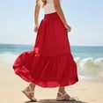 thumbnail image 5 of Mgmyaa Long Skirts for Women Drawstring High Waist A Line Skirt Casual Flowy Tiered Skirt with Pockets Summer Boho Maxi Beach Skirt, 5 of 8