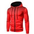 thumbnail image 2 of Men's Winter Hooded Polka Dot Casual Sports Cardigan Sweatshirt Long Sleeves L Red, 2 of 4