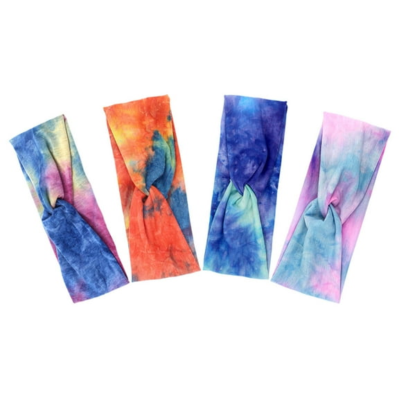 4 Pcs Sports Headband Tie Dye Hair Athletic Headbands Elastic Women Wide Polyester Fitness