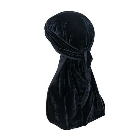 TELOLY Black Bandana,Long Tail Pirate Durag,Soft Polyester Bandana