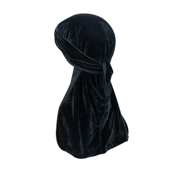TELOLY Black Bandana,Long Tail Pirate Durag,Soft Polyester Bandana