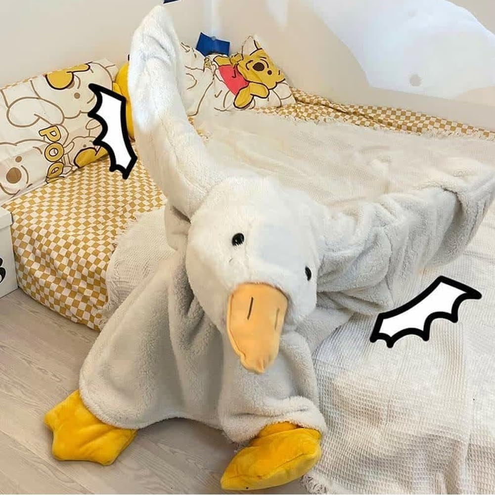 Snuggy Ducks, Goose Blanket Hoodie, Funny Duck Rubber Wearable Blanket Hoodies, Goose Blankets White Duck Costume