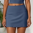 thumbnail image 2 of Arlun Womens Mini Tennis Skirts High Waisted Solid Color Golf Skorts Summer Casual Stretchy Soft Comfy Athletic Short Skirts for Workout Running Leisure Wear 2-Blue L, 2 of 5