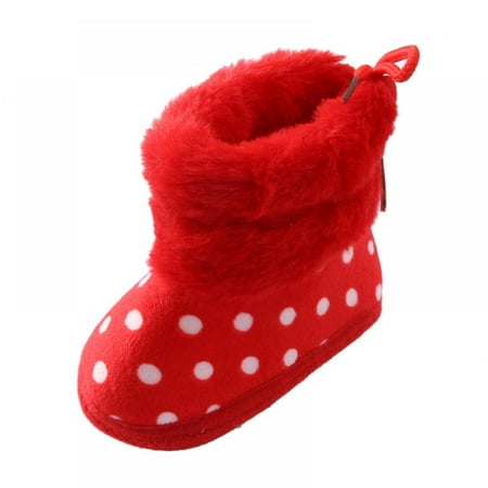 

Infant Baby Girl Boy Winter Boots Soft Sole Cotton Shoes Polka Dot Snow Boots Toddler First Walker Shoes