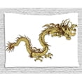 thumbnail image 1 of Dragon Decor Tapestry, Fire Dragon Zodiac Large Claws Symbol of Power Chinese Astrology Mythology, Wall Hanging for Bedroom Living Room Dorm Decor, 80W X 60L Inches, Golden White, by Ambesonne, 1 of 2
