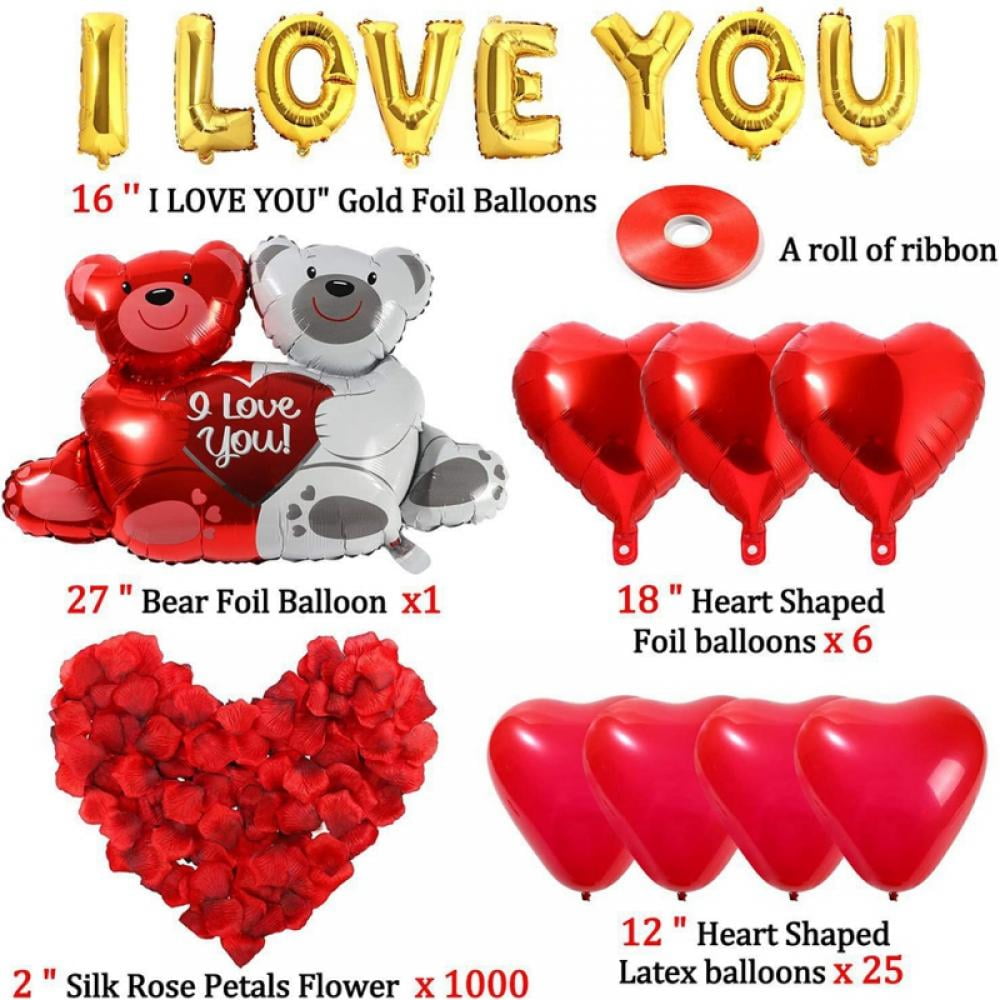 Details about   Red Rose Heart Garland Banner Decor Romantic Petals Balloons Glue Heart Shape 