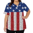 thumbnail image 3 of Iaqnaocc 4th of July Scrubs for Women Patriotic Plus Size American Flag Stars Striped Nurse Working Uniforms Fashion V-Neck Side Slits Scrub Tops July 4th Celebration Nursing Scrubs Navy S, 3 of 5