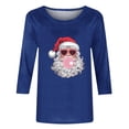 thumbnail image 3 of Fiudx Ofertas Flash Del Día Camiseta de Manga 3/4 con Cuello Redondo y Estampado Navideño para Mujer, Jersey con Cuello Redondo, Top/Camisa de Manga Larga con Cuello Redondo, 3 of 3