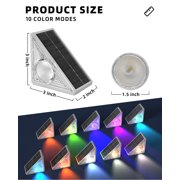 2 Pack Solar Stair Lights Outdoor, 10 Lighting Modes RGB & Warm White Step Lights, IP65 Waterproof Decorative Solar Powered Lights for Stairs, Pathway and Backyard