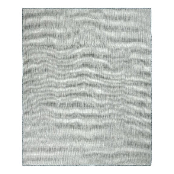 Pemberly Row 84" x 120" Fabric Indoor/Outdoor Rug in Ivory Aqua